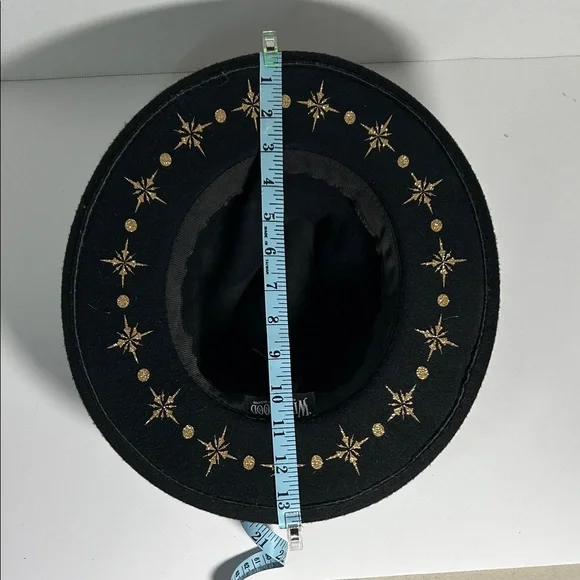 Black Vegan Felt Hat - Gold Starburst Crown - Picture 5 of 5